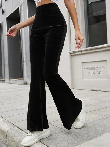 Mulvari High Waist Velvet Flare Leg Pants