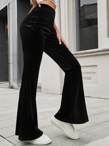Mulvari High Waist Velvet Flare Leg Pants