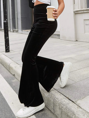 Mulvari High Waist Velvet Flare Leg Pants