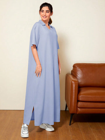 Ladies' Slogan Print V-Neckline Dress