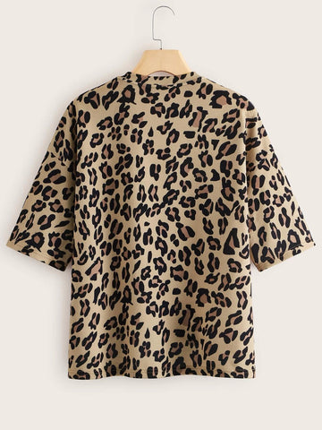 Mulvari Leopard Print Dropped Sleeve Tee