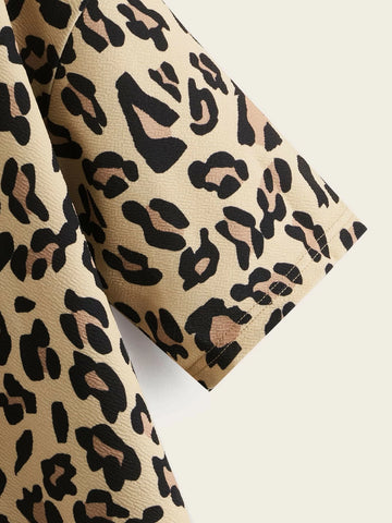 Mulvari Leopard Print Dropped Sleeve Tee