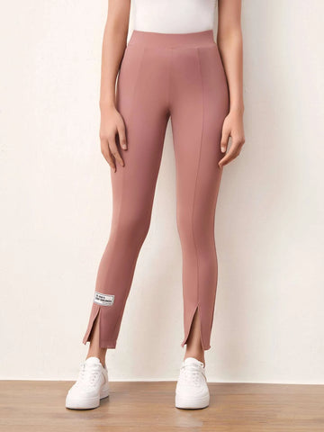 Mulvari Letter Patched Detail Split Hem Pants