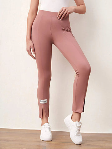 Mulvari Letter Patched Detail Split Hem Pants