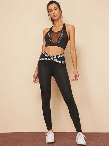 Mulvari Los Angeles Graphic Mesh Insert Leggings