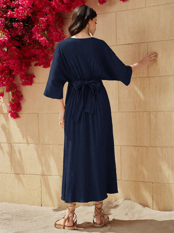 Ramadan Women's Textured Waist-Cinching Dress
