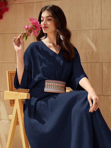 Ramadan Women's Textured Waist-Cinching Dress