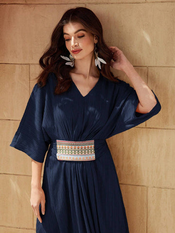 Ramadan Women's Textured Waist-Cinching Dress