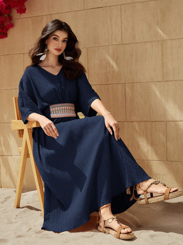 Ramadan Women's Textured Waist-Cinching Dress