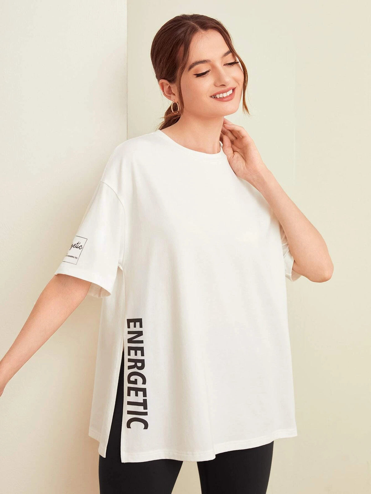 Slogan Graphic Drop Shoulder Tee