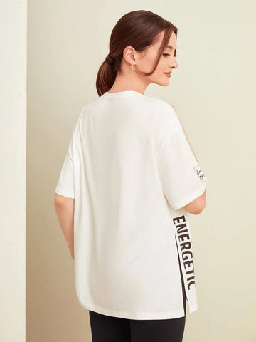 Slogan Graphic Drop Shoulder Tee