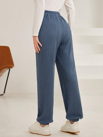 Mulvari Solid Color Elastic Waist & Cuffs Sweatpants