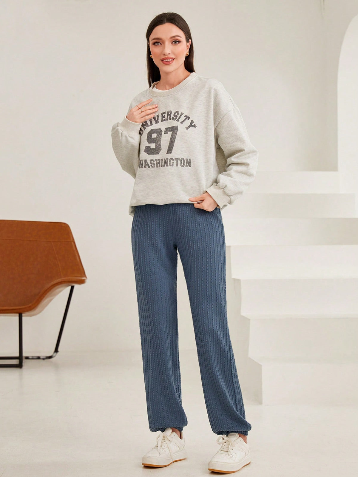 Mulvari Solid Color Elastic Waist & Cuffs Sweatpants
