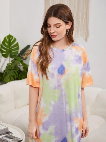 Tie Dye Drop Shoulder Dress