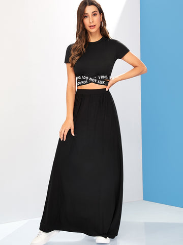 Mulvari Wide Band Waist Maxi Skirt