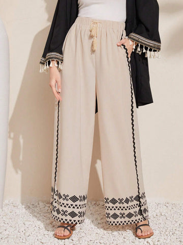 Mulvari Women'S Geometric Pattern Wide Leg Pants