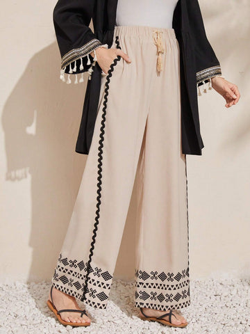 Mulvari Women'S Geometric Pattern Wide Leg Pants