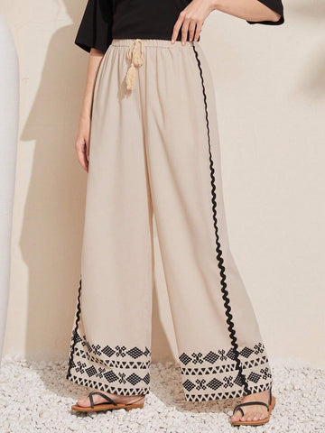 Mulvari Women'S Geometric Pattern Wide Leg Pants