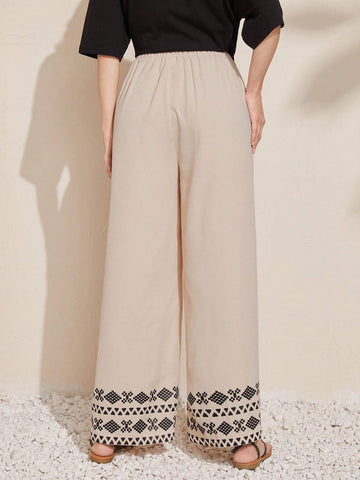 Mulvari Women'S Geometric Pattern Wide Leg Pants