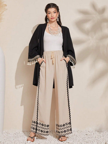 Mulvari Women'S Geometric Pattern Wide Leg Pants