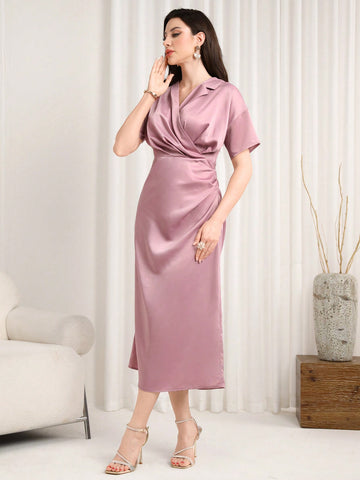 Women'S Pleated Short-Sleeved Dress