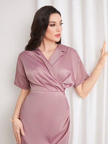 Women'S Pleated Short-Sleeved Dress
