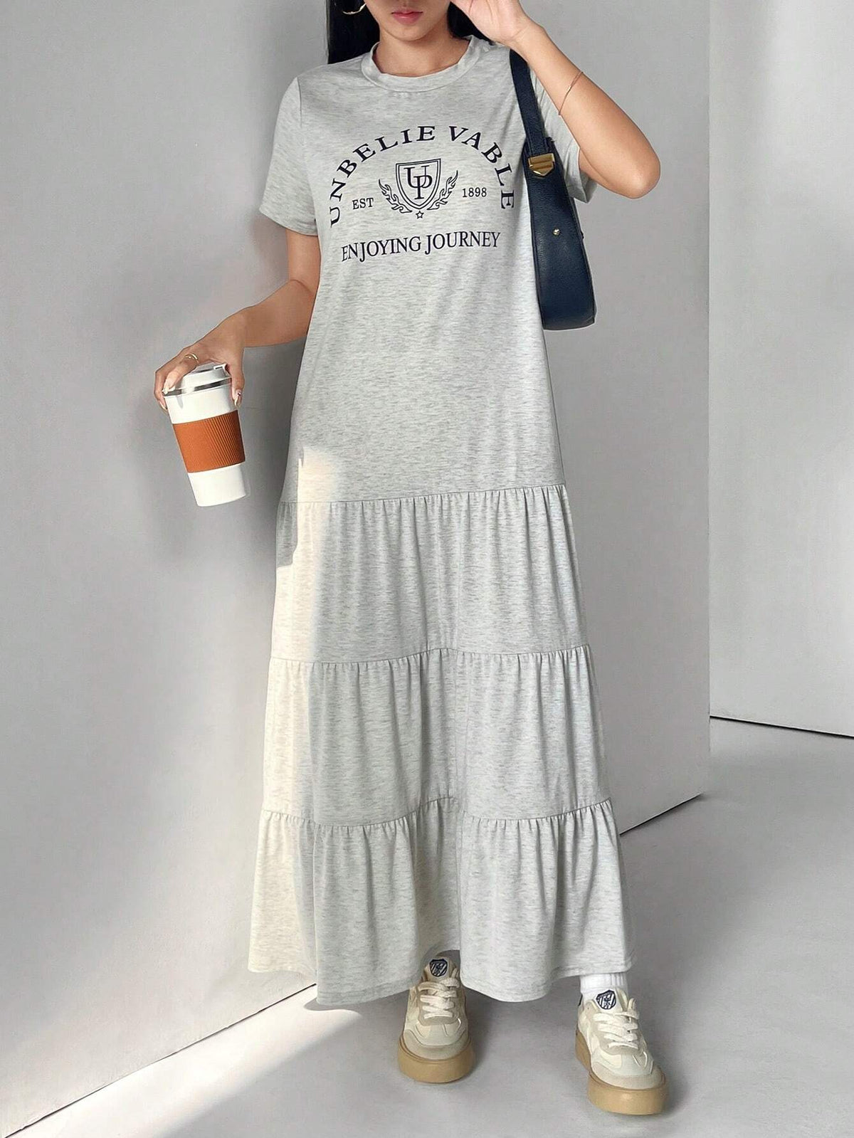 Women's Casual Letter Print Long Dress, Spring Summer