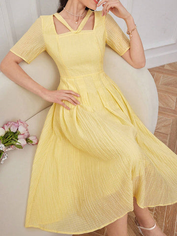 Women's Elegant Short Sleeve A-Line Summer Dress