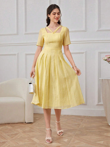Women's Elegant Short Sleeve A-Line Summer Dress
