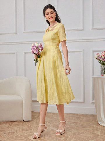 Women's Elegant Short Sleeve A-Line Summer Dress