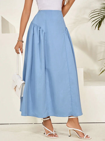 Mulvari Women's Elegant Solid Color Ruched Skirt For Spring/Summer