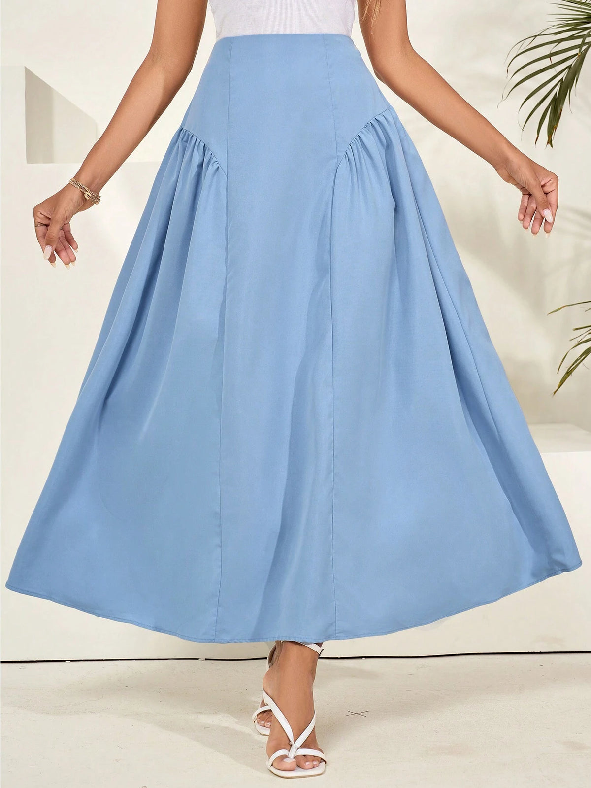 Mulvari Women's Elegant Solid Color Ruched Skirt For Spring/Summer