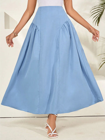 Mulvari Women's Elegant Solid Color Ruched Skirt For Spring/Summer