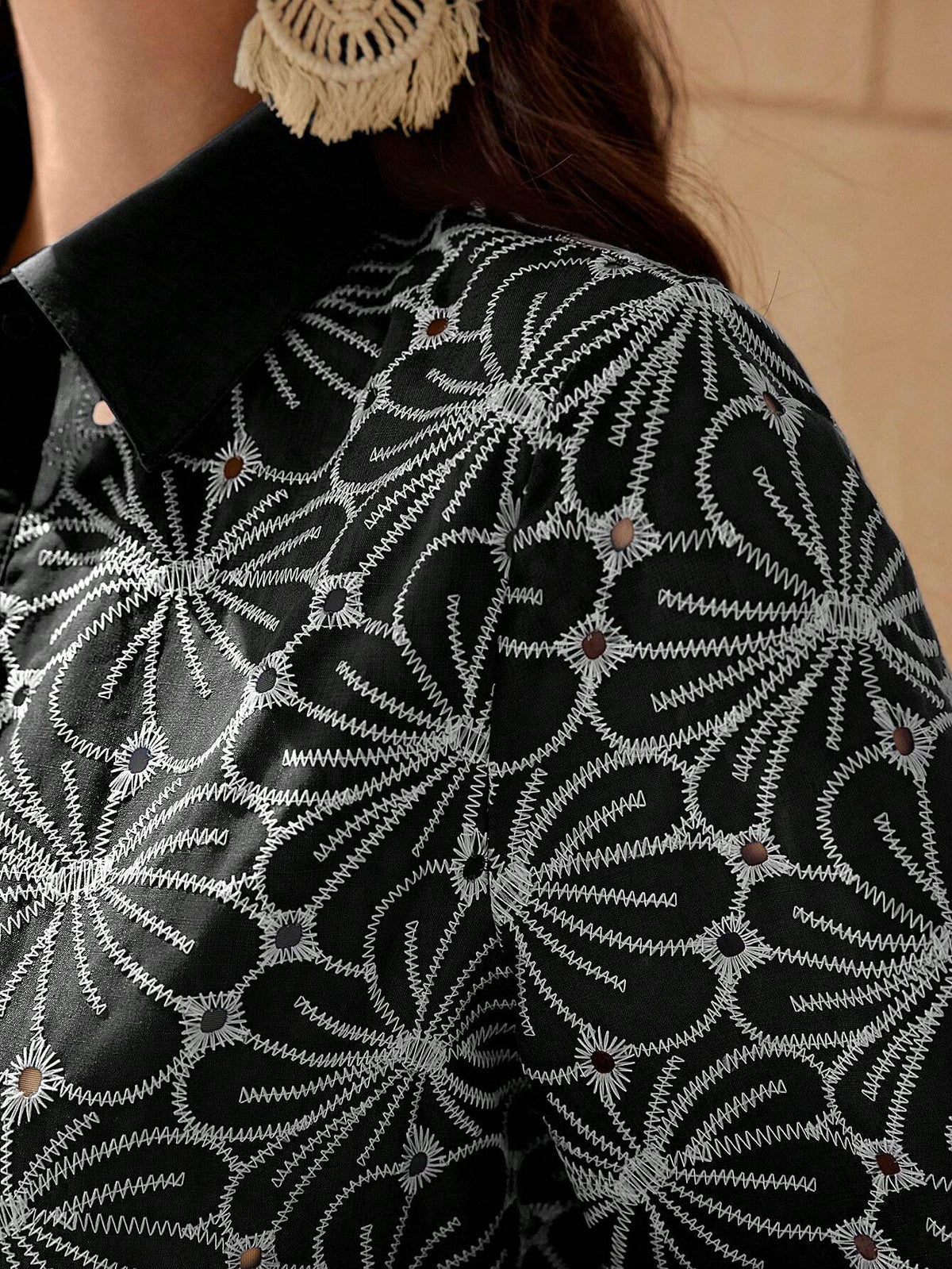 Mulvari Women's Front Button Floral Print Casual Long Sleeve Blouse