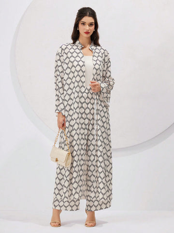 Women's Geometric Pattern Loose Fit Casual Two-Piece Set