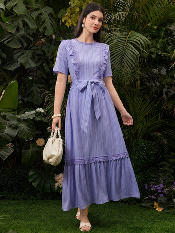 Women's Lace Patchwork Texture 2pcs/Set Outfit