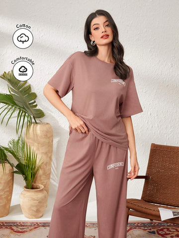 Women's Loose Fit 2pcs/Set With Letter Print