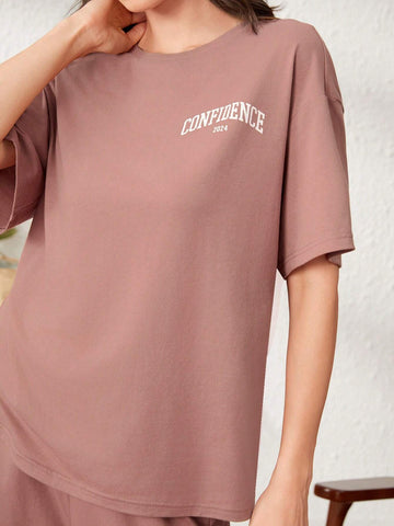 Women's Loose Fit 2pcs/Set With Letter Print