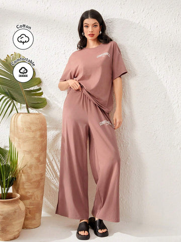 Women's Loose Fit 2pcs/Set With Letter Print