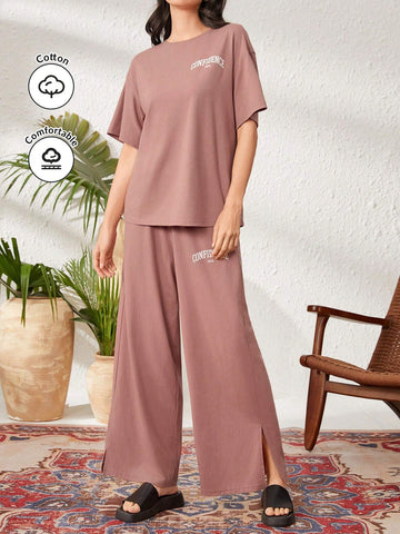 Women's Loose Fit 2pcs/Set With Letter Print