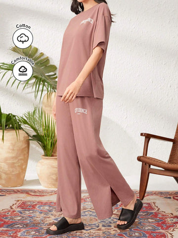 Women's Loose Fit 2pcs/Set With Letter Print