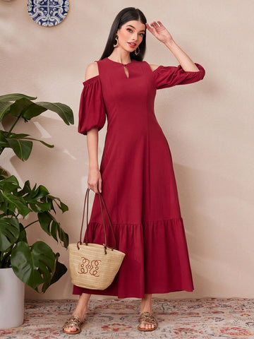 Women's Off Shoulder Lantern Sleeve Dress