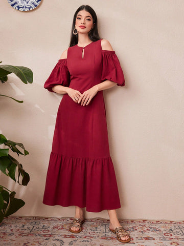 Women's Off Shoulder Lantern Sleeve Dress