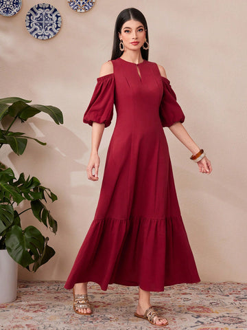 Women's Off Shoulder Lantern Sleeve Dress