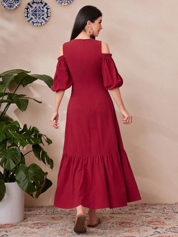 Women's Off Shoulder Lantern Sleeve Dress