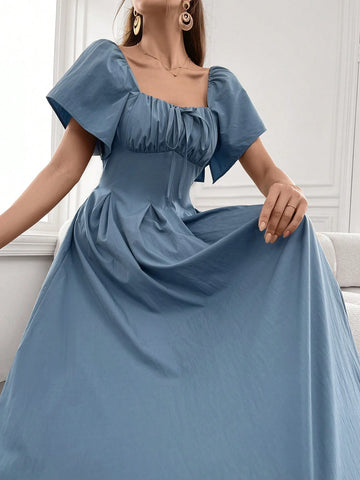 Women's Plain And Simple Square Neck Daily Wear Dress