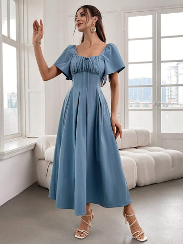 Women's Plain And Simple Square Neck Daily Wear Dress
