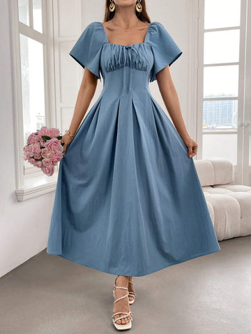 Women's Plain And Simple Square Neck Daily Wear Dress