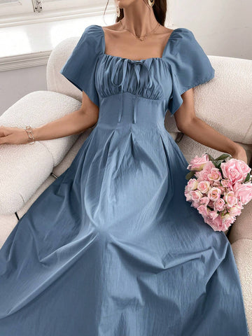 Women's Plain And Simple Square Neck Daily Wear Dress