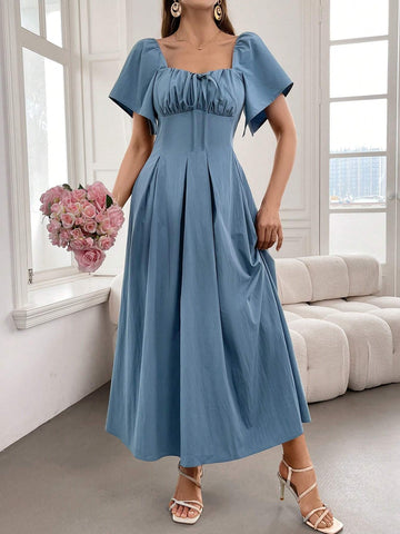 Women's Plain And Simple Square Neck Daily Wear Dress